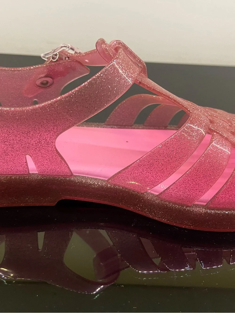 Mini Melissa Pink Glitter Jelly Sandals